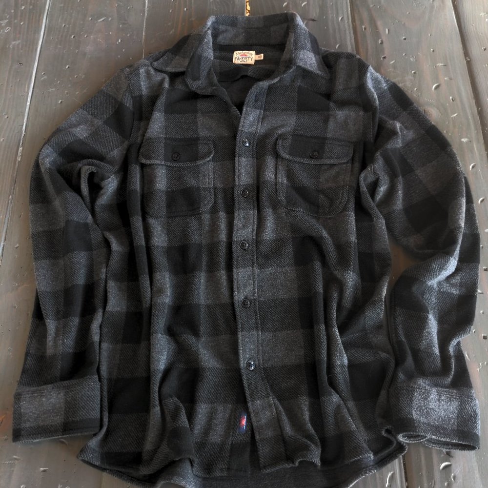 Faherty Legend Black and Gray Plaid Casual Button Down Shirt